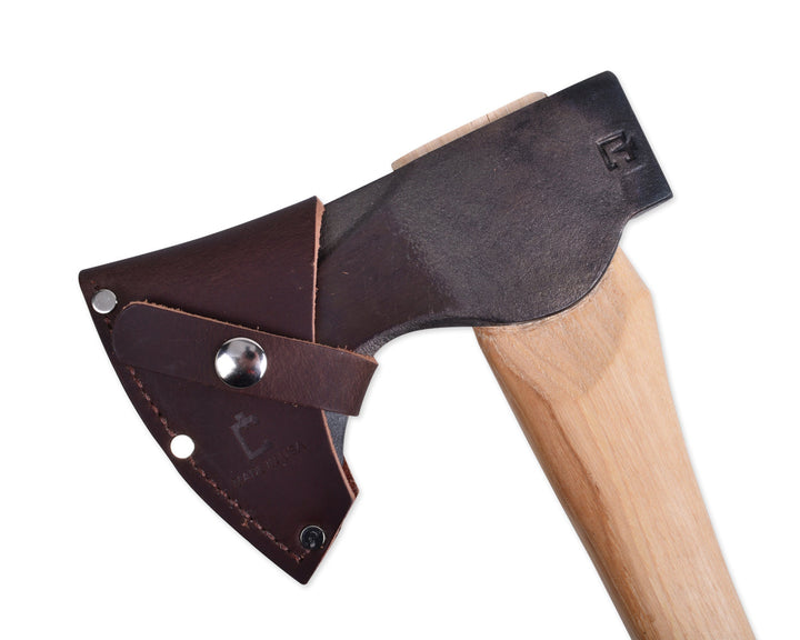 Agency 6 2lb Wood-Craft Pack Axe, 24″ Curved Handle with Leather Mask