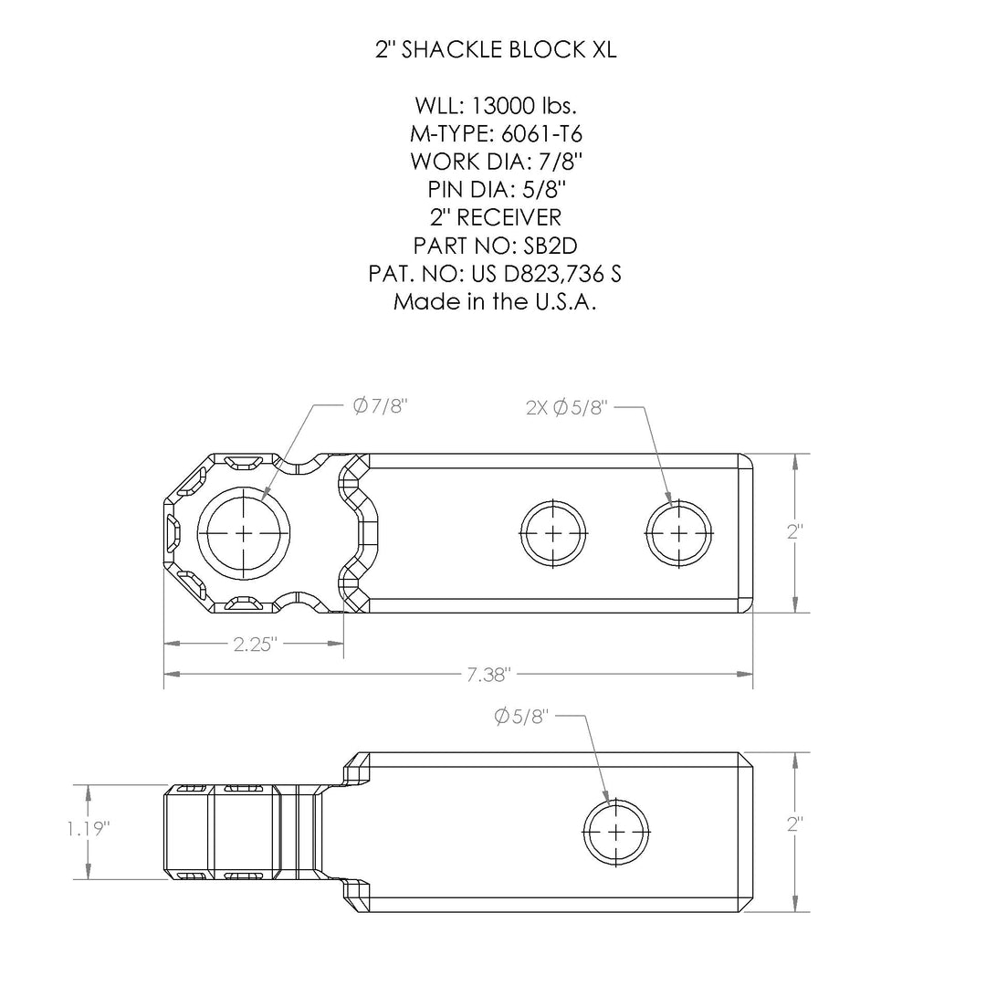 Agency 6 Shackle Block 2" Assembly - Grey