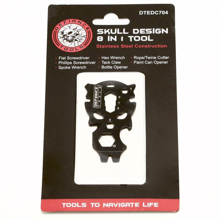 Defiance Tools Skull Keychain EDC Tool - 8 in 1