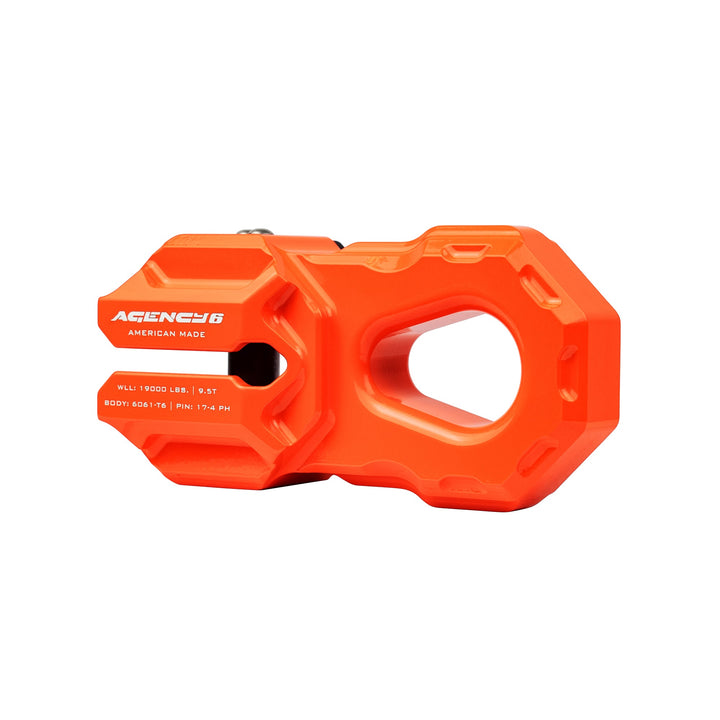 Agency 6 Billet Winch Shackle - Orange